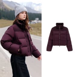TOYOUTH Women Down Jacket 2026 Winter New Luxury Patchwork Cropped Ankora Red Puffer Coat