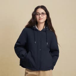 BOSIDENG Women Detachable Hood Down Jacket Vintage Short Slim Fit Casual Fashion Winter Outerwear Coat