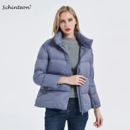 Schinteon Women Ultralight 90% White Duck Down Jacket Stand Collar Coat Casual Loose Winter Outwear High Quality 8 Colors