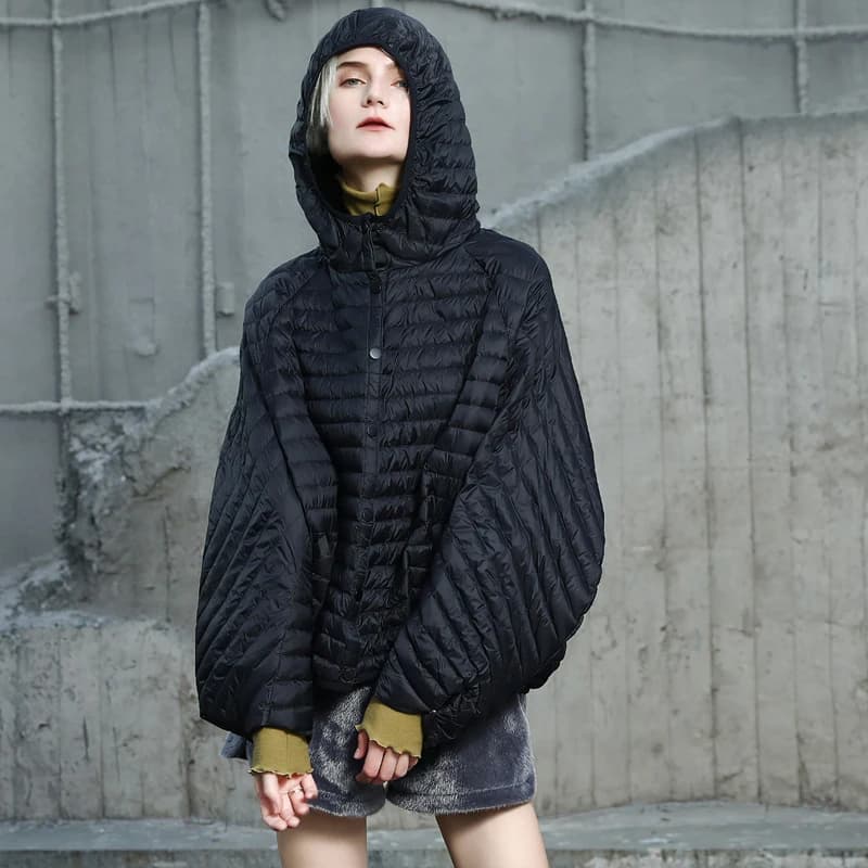 Lagabogy 2026 Winter Vintage Women Oversized Hood Puffer Jacket Female Casual Ultra Light Lantern Sleeve 90%White Duck Down Coat