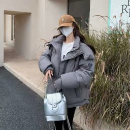 Loose Women's down Cotton Jacket Korean Style Bread Coat Thickened Long Sleeve Zipper Closure Color Winter Outerwear