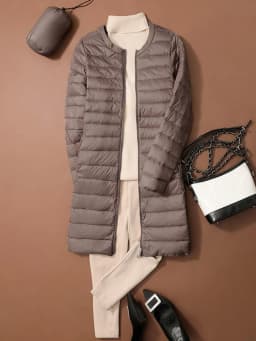 Lightweight Puffer Jaet Women's Mid-Length Autumn Winter New round Ne Long Korean Sle Coat No Collar Inner Trendy