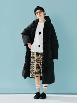 imakokoni black fungus edge duck down women's winter high-end long hooded down jacket 244900