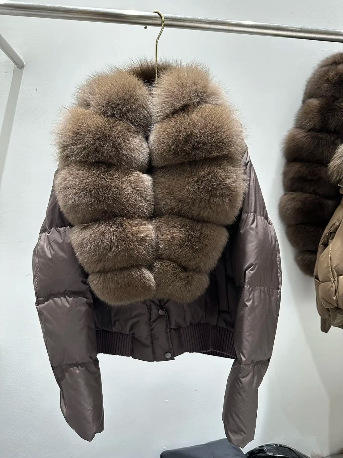 Fashionable Short Fur Collar Duffel Coat Women's High Waist Elegant Outerwear Korean Style Straight Cut Long Sleeve