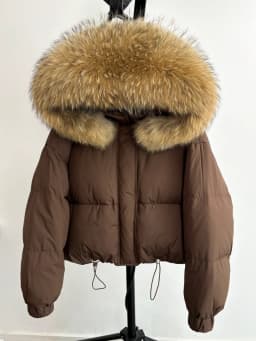 Lagabogy Puffer Jacket Women 2025 Winter Naturally Warm Loose Waterproof Female StreetWear Duck Down Coat Real Raccoon Fur Coat
