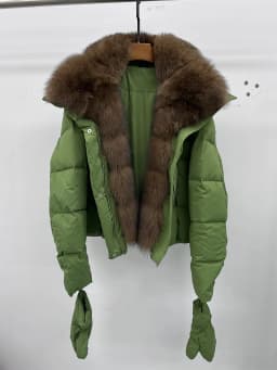 2025 Fashion Winter Women Warm Real Natural Fox Fur Collar Goose Down Jackets Female Outwear Puffer Jackets With Gloves