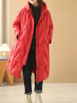Janveny Women Loose Long Coat 90% White Duck Down Jacket Women 2025 Winter Female Overcoat Winter Hooded Puffer Feather Parkas