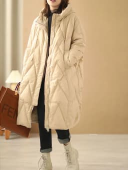Janveny Women Loose Long Coat 90% White Duck Down Jacket Women 2025 Winter Female Overcoat Winter Hooded Puffer Feather Parkas