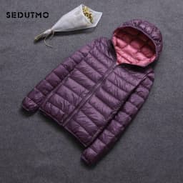 SEDUTMO Winter Duck Down Coat Women Hooded Two Side Wear Jackets Ultra Light Coat Spring Puffer Jacket ED616