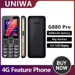 UNIWA G880 Pro 4G Feature Phone 2.4 Inch Display Large Fronts Big Volume For Elder 6800mAh Torch light Russia Keyboard Durable