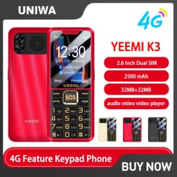 YEEMI K3 4G Feature Keypad Phone 2.6 Inch Dual SlM Big Button Loud Volume for Elderly 2500mAh FM Radio Hebrew Keyboard SOS Video