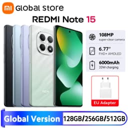 Global Version New Xiaomi Redmi Note 15 4G Smartphone 6GB / 8GB RAM 6000mAh 108MP Camera 6.77" AMOLED MTK Helio G100-Ultra 33W