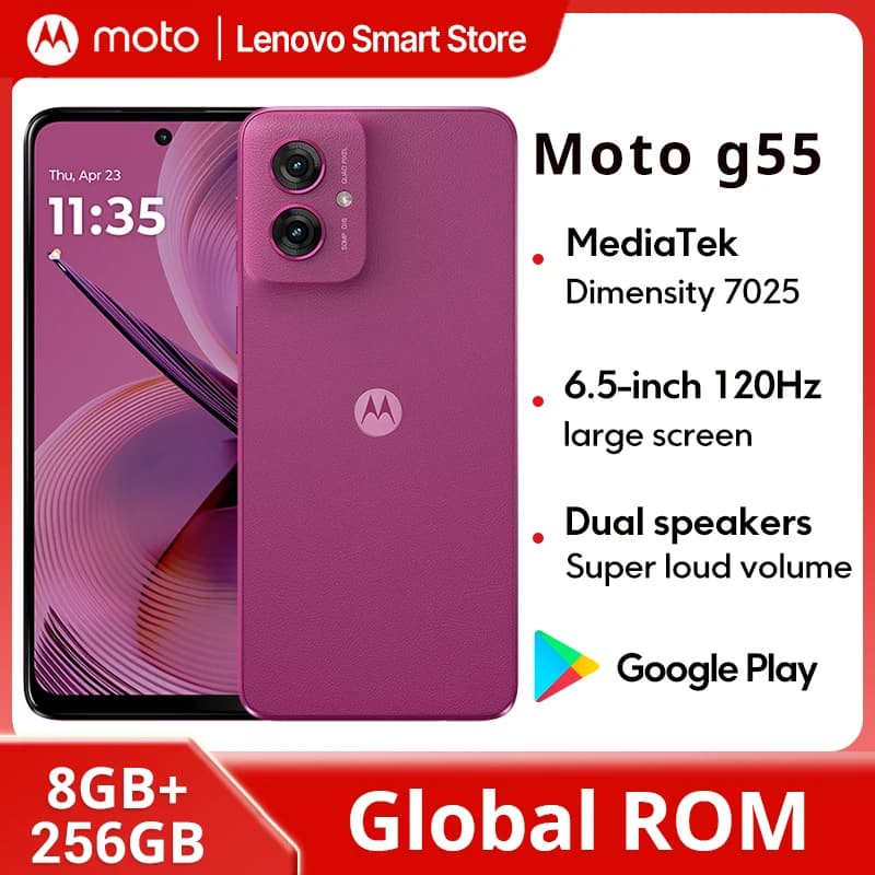 Motorola MOTO G55 Smartphone Original Global ROM 6.5-inch 120Hz Display 256GB MediaTek Dimensity 7025 50MP Cellphone