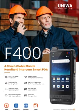 UNIWA F400 Zello POC Walkie Talkie Global 4G Rugged PDA Android 15 4 Inch 4GB+64GB 2.5W Big Speaker 4350mAh PoC SOS Button NFC