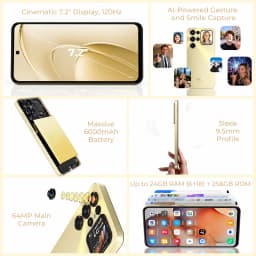 OUKITEL C68 Plus 6000mAh Smartphone, 24(6+18)GB+256GB, 7.2"+1.81" Dual Display 120H Mobile Phone 64MP Main Camera NFC Cellphone