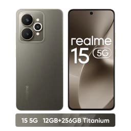 realme 15 5G Smartphone Dimensity 7300+ 5G Chipset 6500mAh Battery 45W Charge 6.77" 144Hz AMOLED Display Dual 50MP Camera NFC