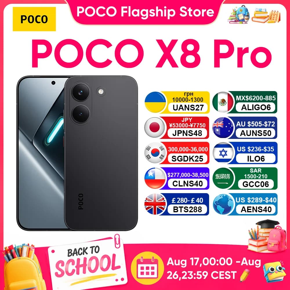 Newest Arrivals POCO X8 Pro Global Version 5G Smartphone Dimensity 8500-Ultra 6.59" AMOLED Display 50MP 6500mAh 100W HyperCharge