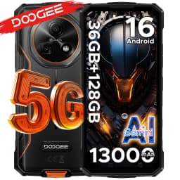 Phone robust DOOGEE Fire 7 5G Gemini AI 36Go (6 + 30) 128 Go battery mAh dimension Smartphone