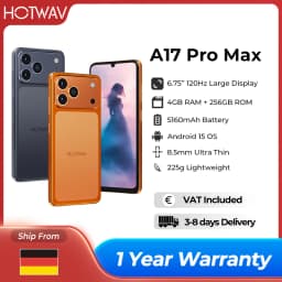 HOTWAV A17 Pro Max Smartphone 6.75'' 120Hz 4GB 256GB Mobile Phone Android 15 5160mAh Thin Cellphone with 3.5mm Headphone Jack