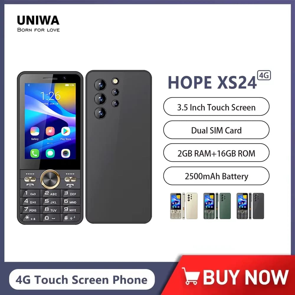 UNIWA HOPE XS24 4G Touch Screen T9 Keypad Phone 3.5 Inch Dual SIM Smart Phone Android 8.1 2GB+16GB 2500mAh Cellphone Whatsapp