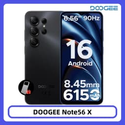 DOOGEE Note56 X Android 16 Smartphone 6150mAh Large Battery 24GB 64GB 6.56" HD+ Screen 8MP+5MP Camera Face Unlock Cell Phone