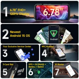 Ulefone Armor 27T Pro+ 5G Rugged Phone 10600mAh Smartphone Android 15 50MP+64MP Night Camera 6.78" Up to 24GB RAM+256GB ROM NFC
