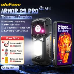 World Premiere Ulefone Armor 29 Pro Thermal Version 5G AI Rugged Phone 21200mAh 120W 64MP Night Vision 6.67" 120Hz 512GB ROM