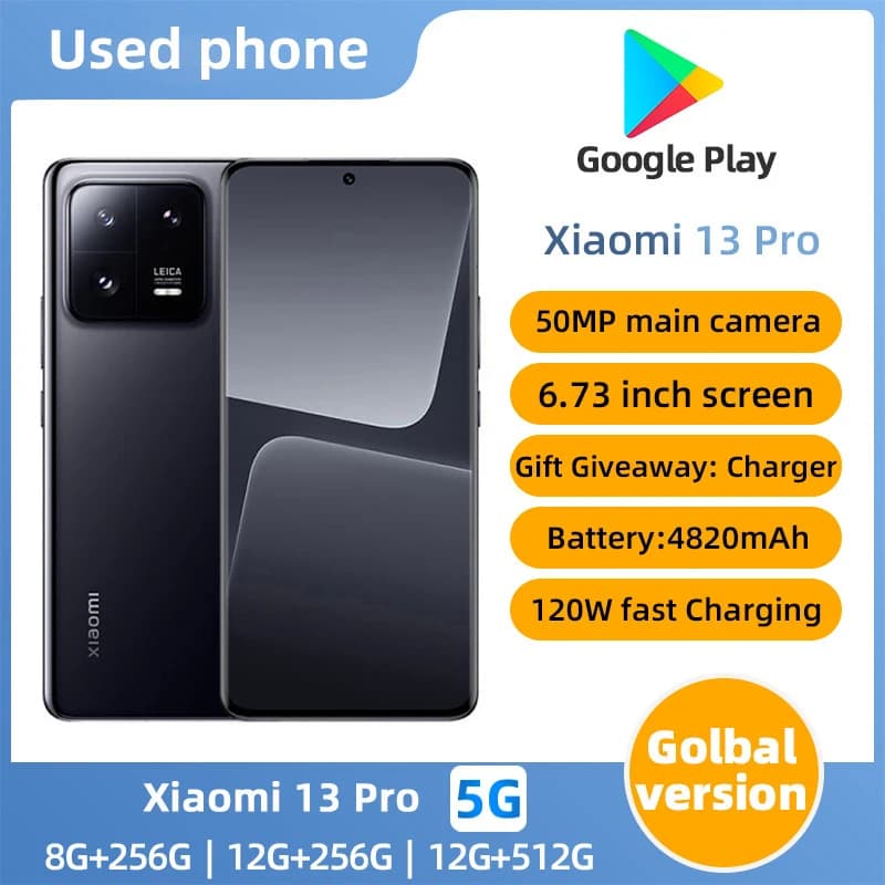 Xiaomi 13 Pro 5G Android RAM 8GB ROM 256GB 120Hz 6.73 Inch OLED Screen 120W HyperCharge 50MP used phone