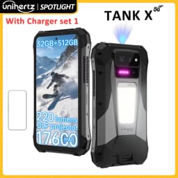 Unihertz 8849 TANK X 5G Smartphone 32+512GB Built-in 1080P 220 Lumen Projector 50MP+64MP Camera Android 15 17600mAh Battery NFC