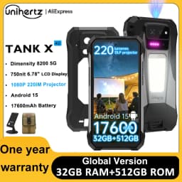 Unihertz 8849 TANK X 5G Smartphone 32+512GB Built-in 1080P 220 Lumen Projector 50MP+64MP Camera Android 15 17600mAh Battery NFC