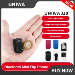 UNIWA J30 2G Mini Flip Phone with Push Button Wireless Bluetooth Dialer Multi-function FM Magic Voice Handsfree Earphone