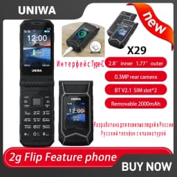 NEW UNIWA X29 2G Russian Language Keyboard Feature Phone Big Button Senior Flip Mobile Phone GSM Dual Sim FM Clamshell Cellphone