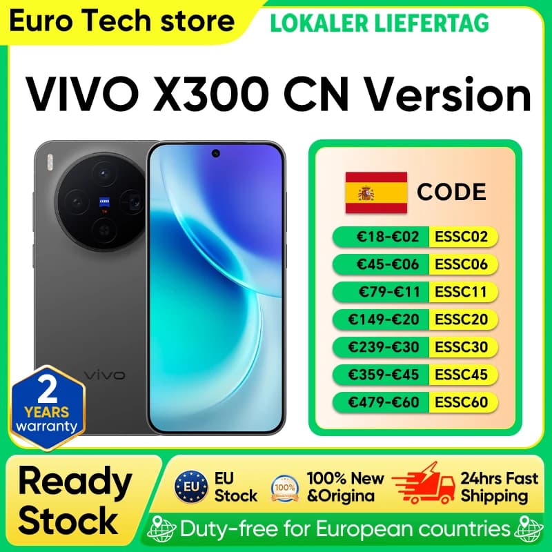 VIVO X300 5G Smartphone 6040mAh 90W SuperVOOC 6.31” 120Hz AMOLED 200MP Zeiss Triple Cam Dimensity 9500
