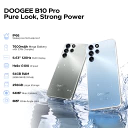 DOOGEE B10 Pro Smartphone 64GB+256GB 6.63” FHD 120Hz Display IP68 Helio G100 7600mAh Battery 64MP Camera Android 16 NFC