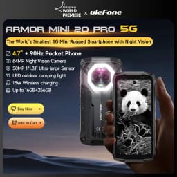 Ulefone Armor Mini 20 Pro 5G 4.7-inch Rugged Phone 64MP Night Camera Android 14 Smartphone 6200mAh 16GB+256GB Mobile phone LED