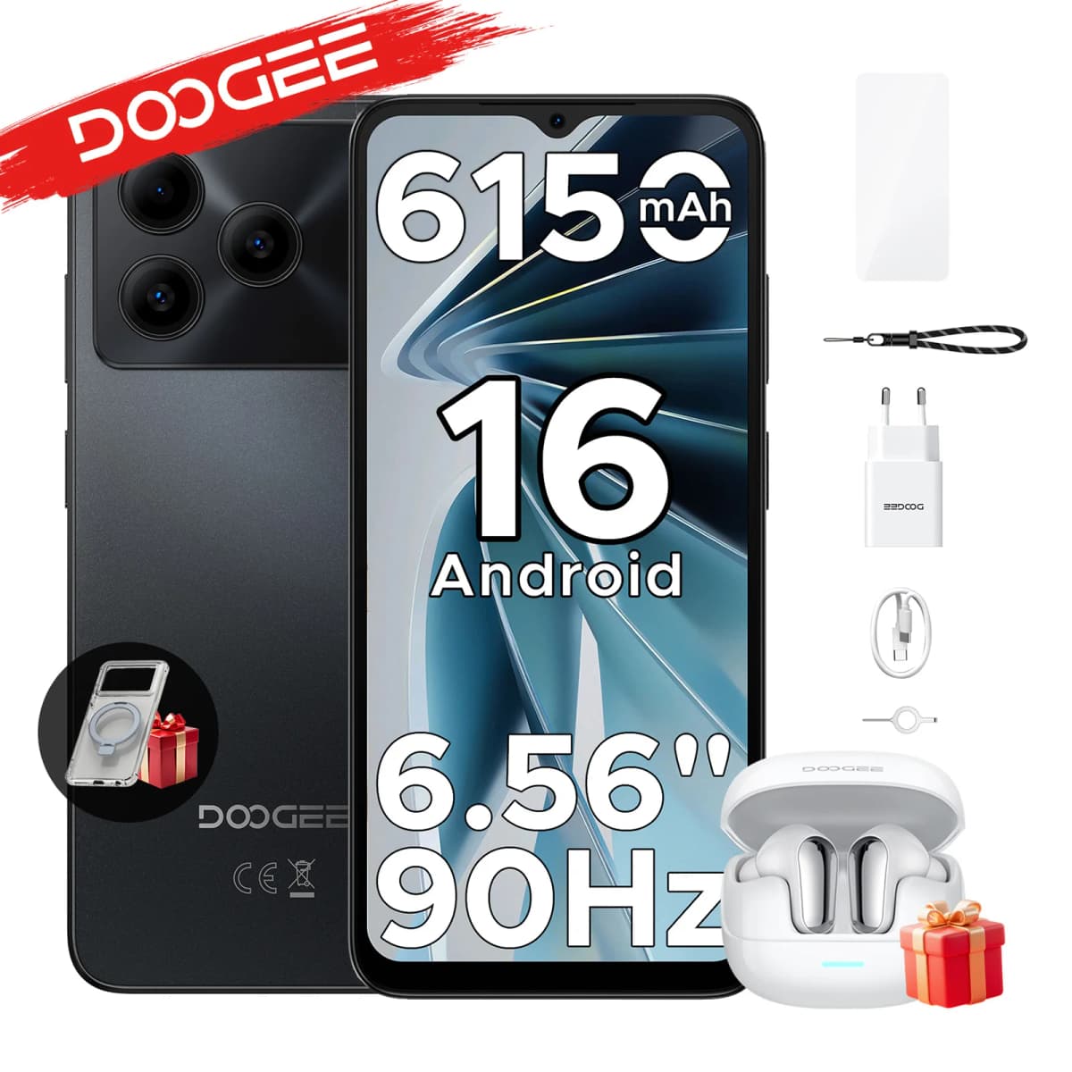 DOOGEE Note 56 VIP Edition latest smartphone Android 16 "battery 6150mAh 24go RAM (3 + 21) 64Go ROM Phone mobile