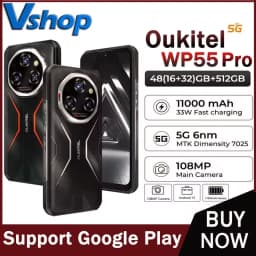 Oukitel WP55 Pro 5G Rugged Phone 16GB+512GB 108MP Camera 11000mAh 33W Android 15 MediaTek Dimensity 7025 NFC 6.6" Smartphone