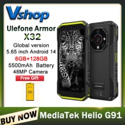 Ulefone Armor X32 Rugged Phone 6GB+128GB Night Vision 5.65 inch Global Version Android 14 MediaTek Helio G91 4G NFC Smartphone