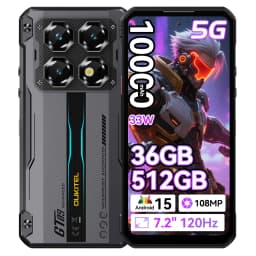 OUKITEL WP60 7.2” HD+ 120Hz Display Smartphone 36GB(12+24) RAM 512GB ROM MTK 7025 5G 10000mAh Rugged Phone 108MP Android 15 NFC