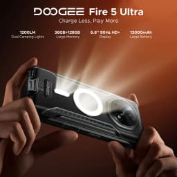 DOOGEE Fire 5 Ultra Rugged Phone 36GB 128GB 13000mAh Battery Helio G81 6.6'' HD+ Display 48MP Camera NFC Dual Camping lights Android 16 Smartphone