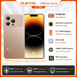 OUKITEL P1 PRO Smartphone 6.7" FHD+ AMOLED 120Hz Display 24GB+512GB Android Mobile Phone 5150mAh Battery 50MP Camera Helio G100