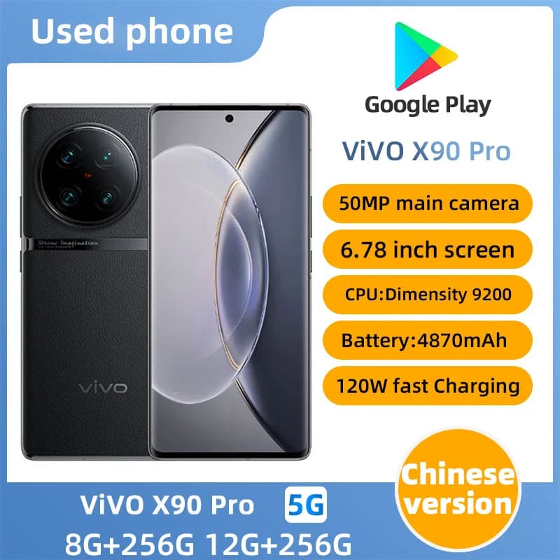 Vivo X90 Pro 5G 6.78in 2800x1260px ROM 256GB 4870mAh CPU MediaTek Dimensity 9200 50MP used phone
