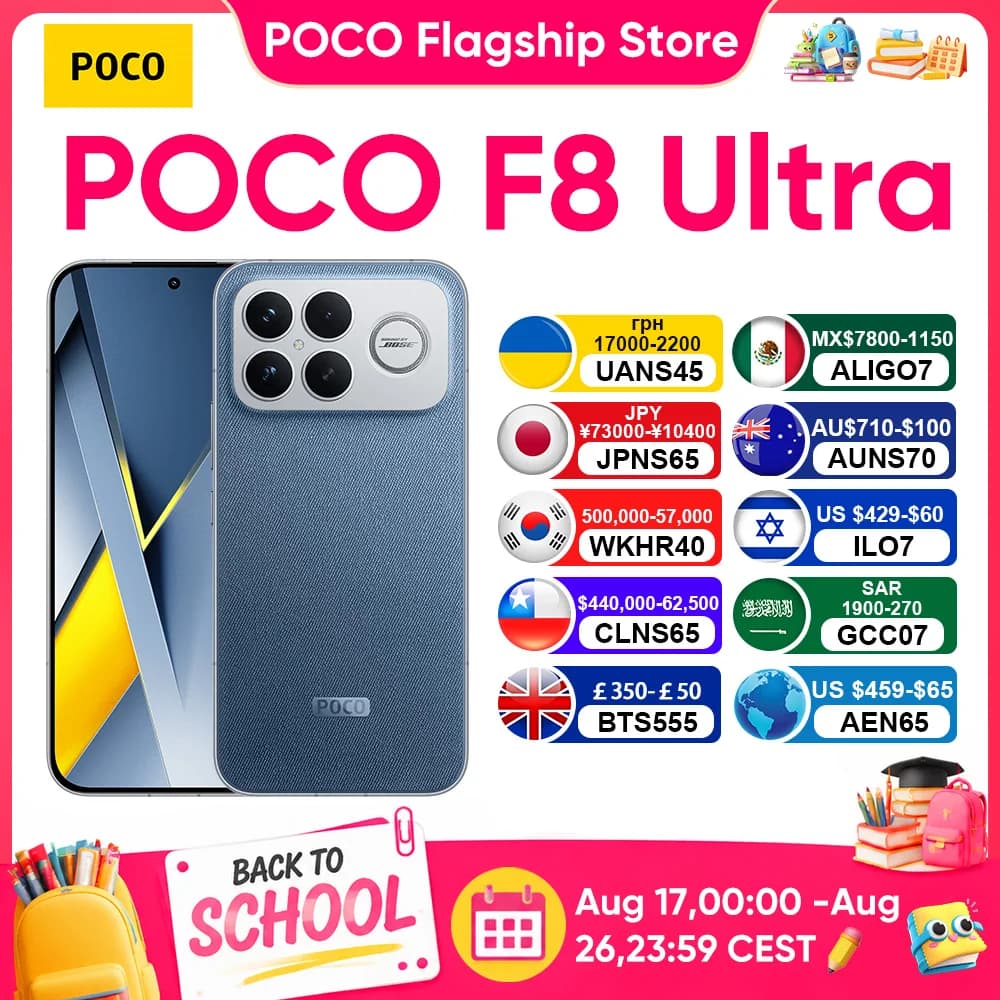 POCO F8 Ultra Global Version Smartphone Snapdragon 8 Elite Gen 5 6.9" Display 6500mAh 100W HyperCharge 50W Wireless NFC