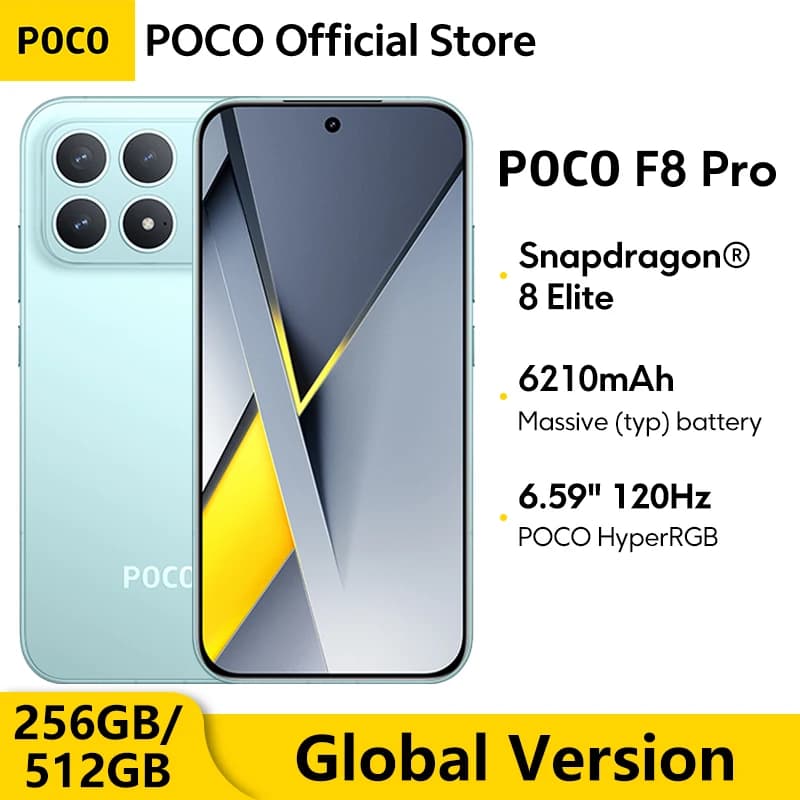 【World Premiere】POCO F8 Pro Global Version Smartphone Snapdragon8 Elite 6.59"120Hz HyperRGB AMOLED Display 6210mAh 100W Change