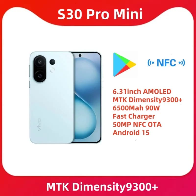 Vivo S30 Pro Mini 5G Smart Phone 6.31 120Hz AMOLED Screen Dimensity 9300+ 6500mAh Battery 90W SuperCharge 50MP Main Camera