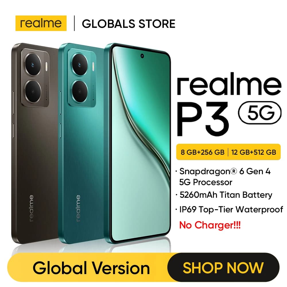 Global Version realme P3 5G Smartphone NFC Snapdragon® 6 Gen 4 Chipset 5260mAh Battery 45W Charge 6.67" 120Hz AMOLED Display