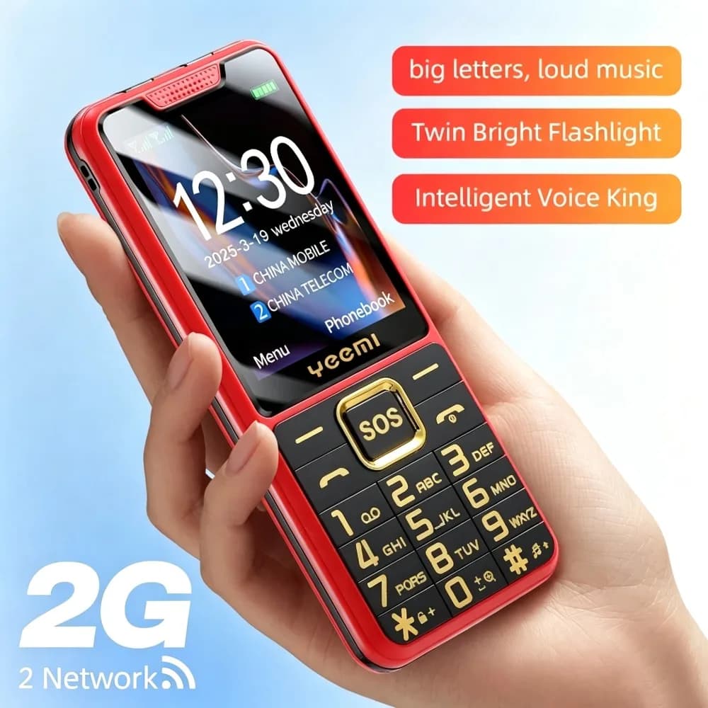 YEEMI K3 UNIWA 2G Feature Keypad Phone 2.4 Inch Sereen Dual SIM Card MAX 32GB 2500mAh FM SOS Big Button Button BT Phone