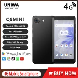 UNIWA 4G Phonemax Q9 Mini Phone 4.0Inch IPS Touch Screen Small Cell Phone Android 14 Small Smart Mobile Face ID 2000mAh Battery