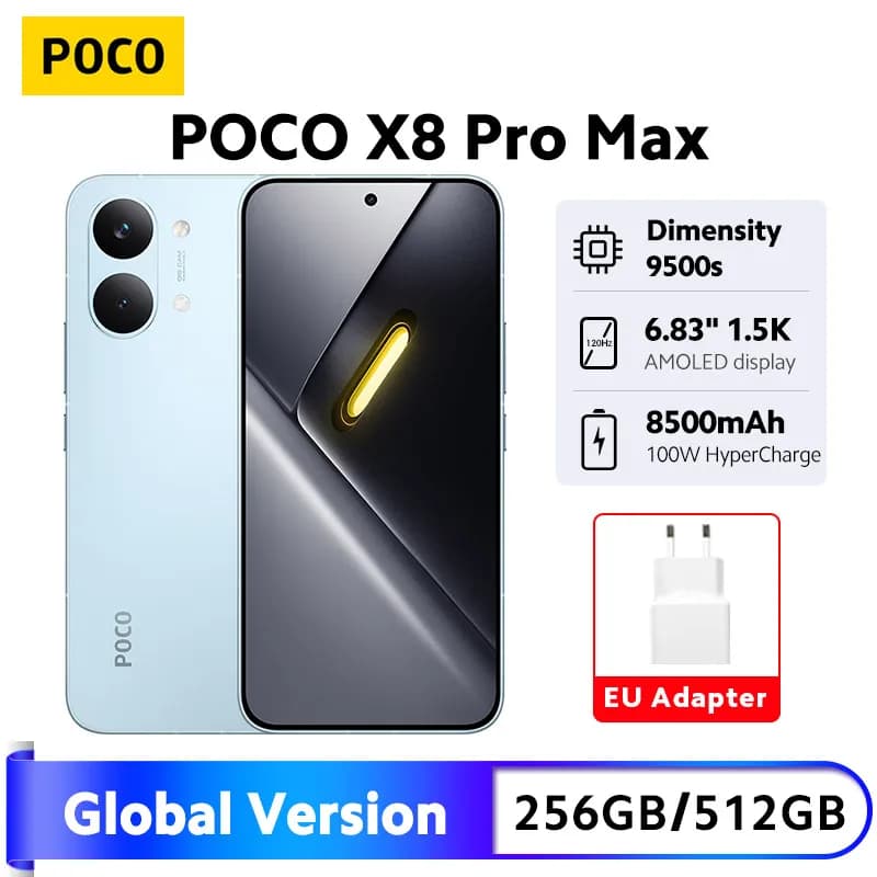 POCO X8 Pro Max 5G Smartphone Global Version 8500mAh battery 6.83'' 1.5K AMOLED Display Dimensity 9500s NFC