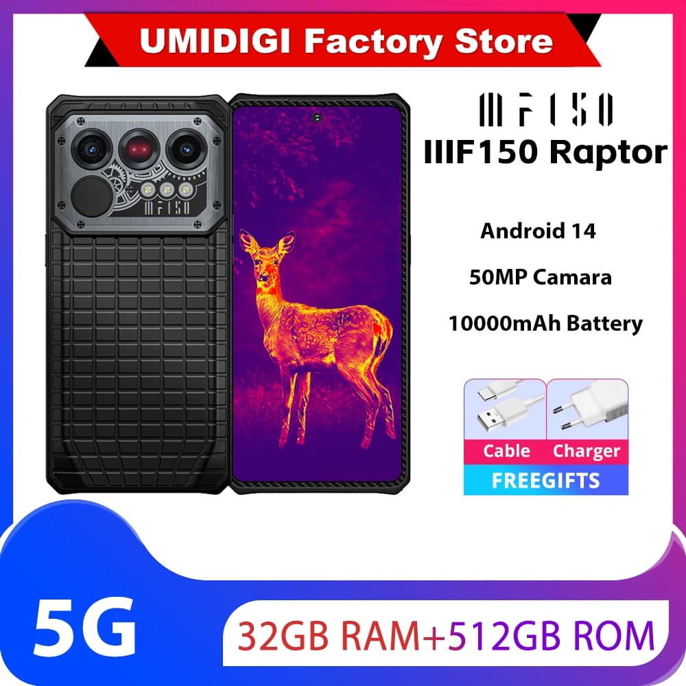 IIIF150 Raptor 5G Rugged Phone 6.78inch 120Hz AMOLED Display 10000mAh 65W 16GB+512GB 50MP Camera NFC Android 14 Smartphone